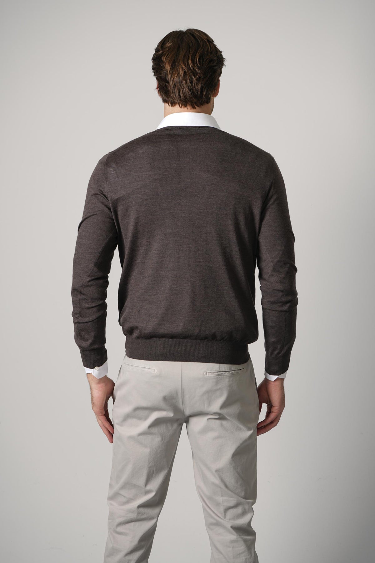 Gran Sasso V-Neck Long Sleeve Knitwear – Brown