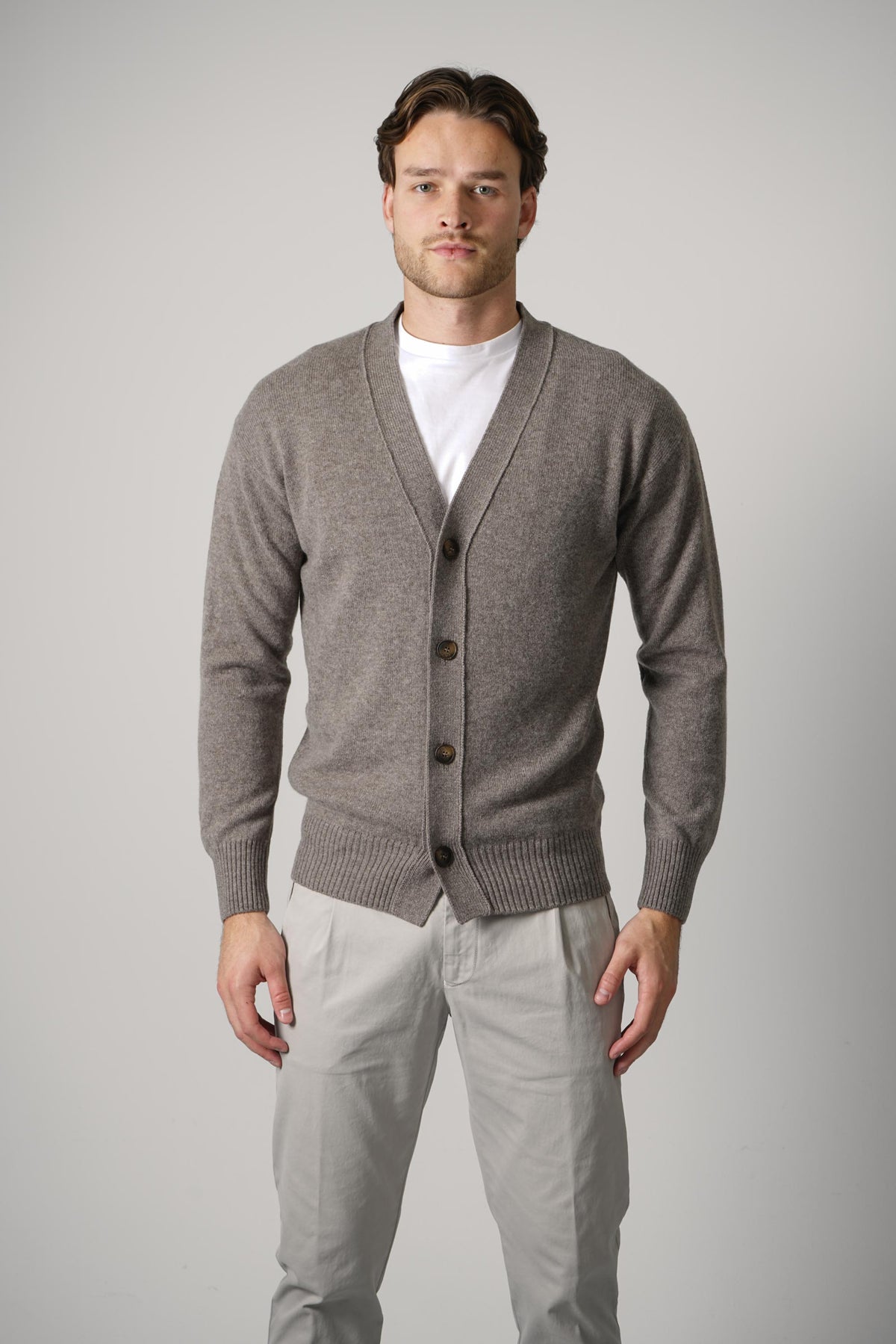 Gran Sasso Cardigan L/S Relaxed Fit – Greige