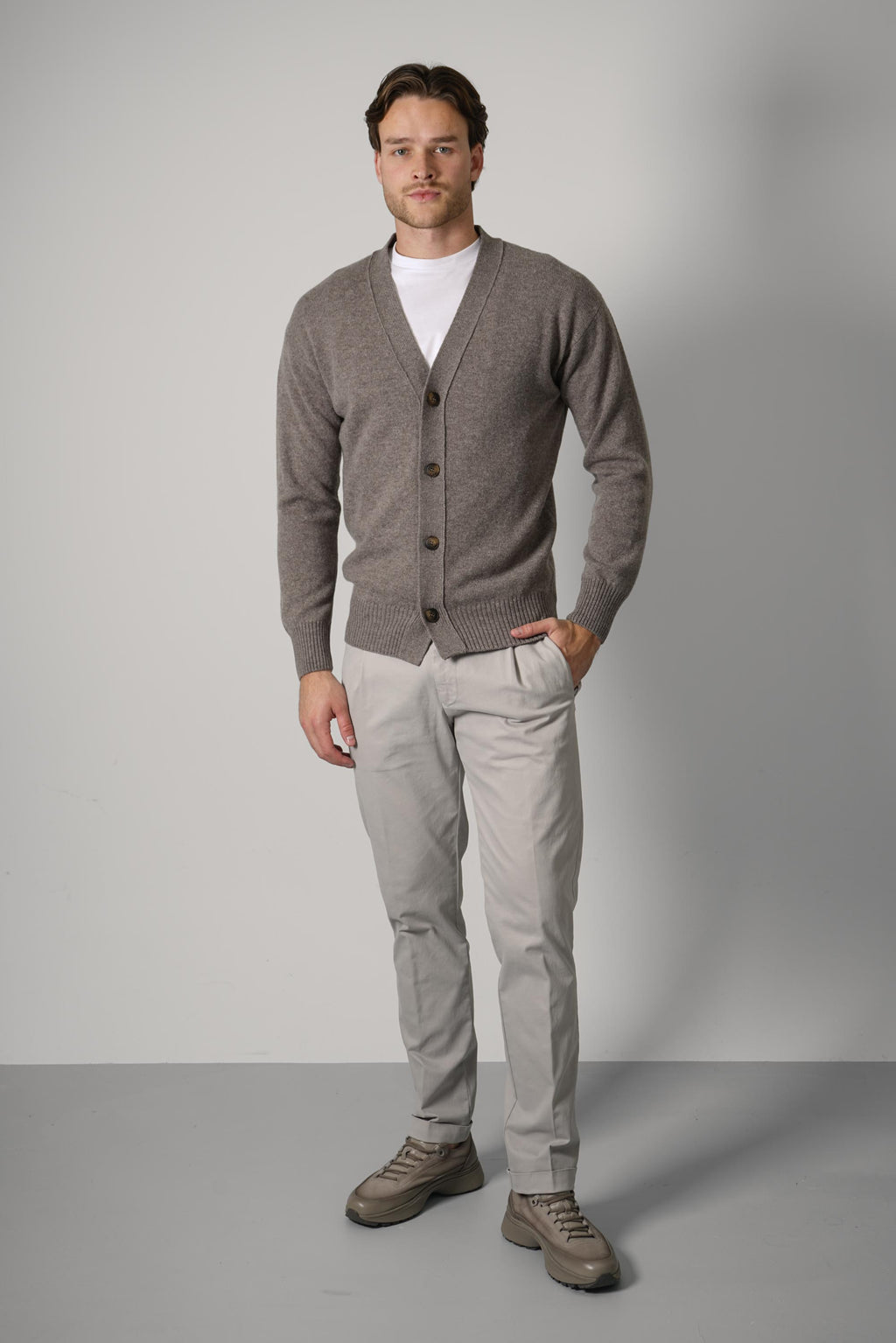 Gran Sasso Cardigan L/S Relaxed Fit – Greige