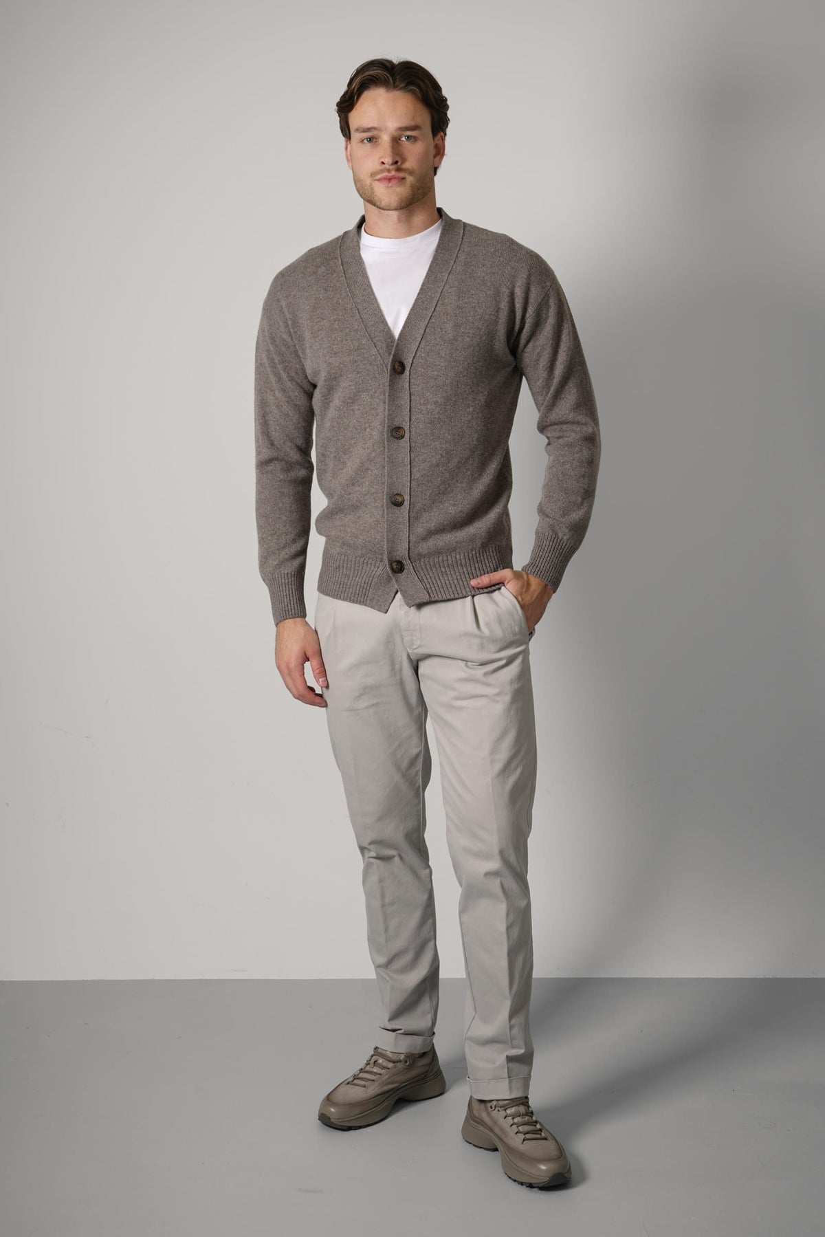 Gran Sasso Cardigan L/S Relaxed Fit – Greige