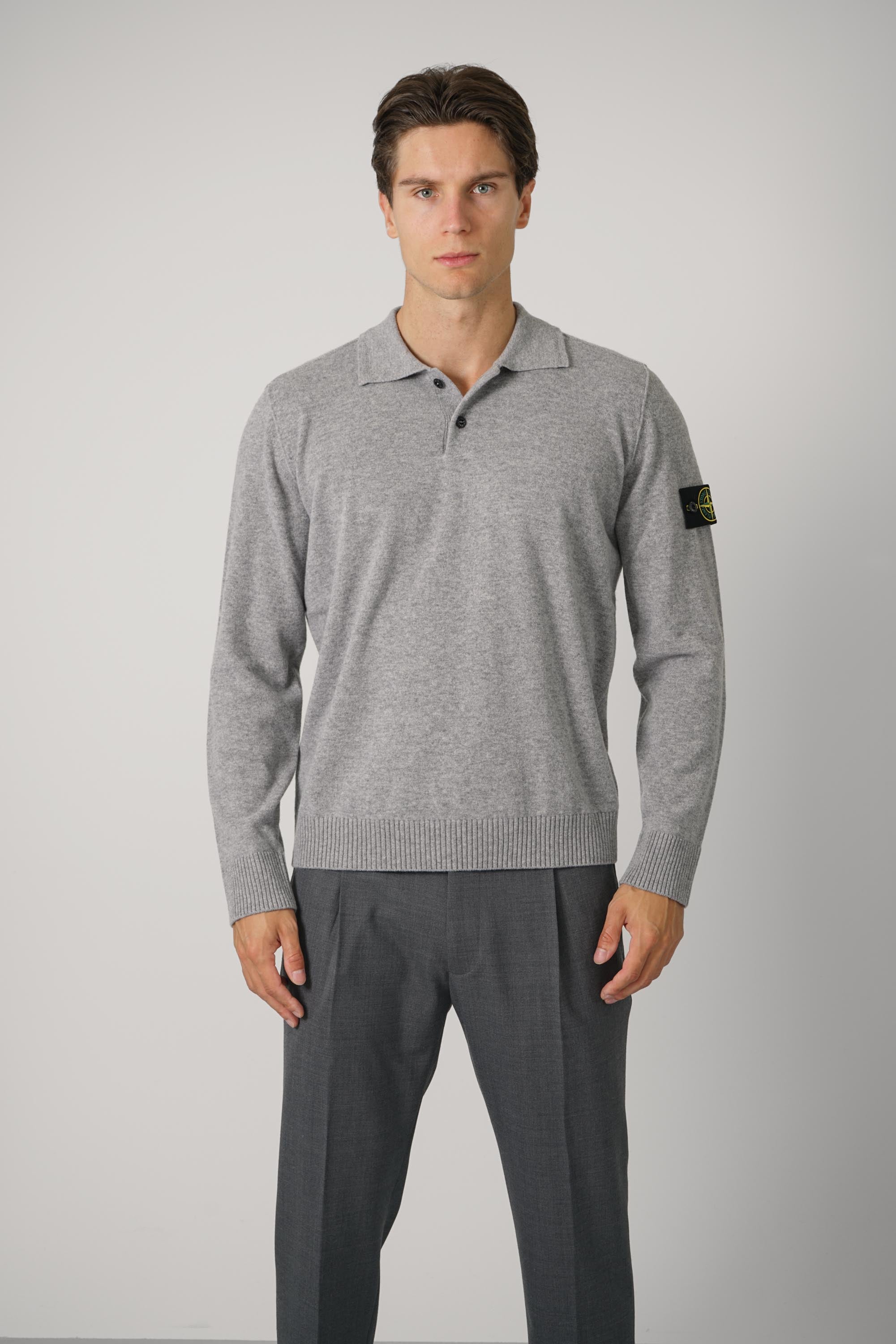 Longsleeve Polo – Grey Melange (5100018)