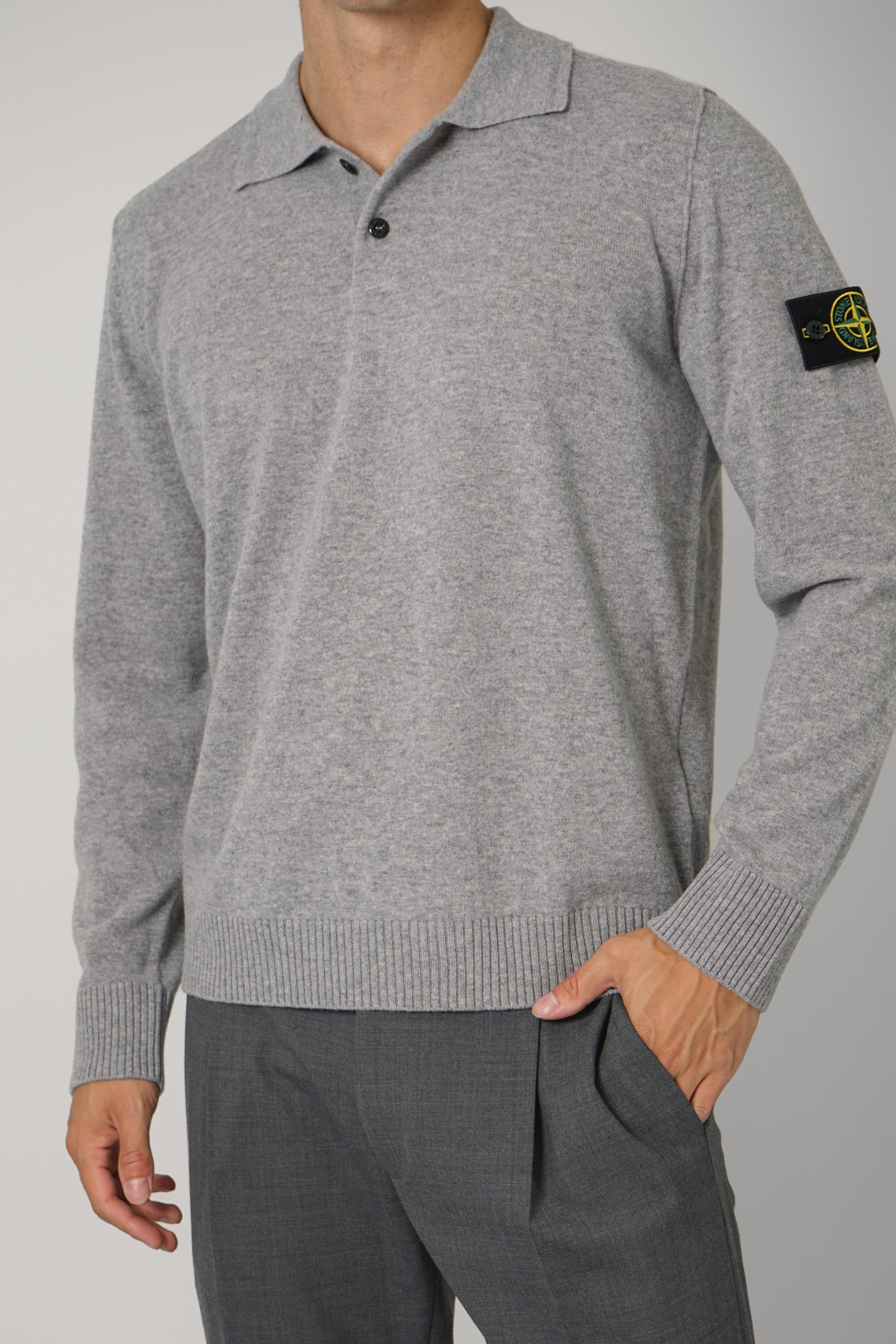 Longsleeve Polo – Grey Melange (5100018)