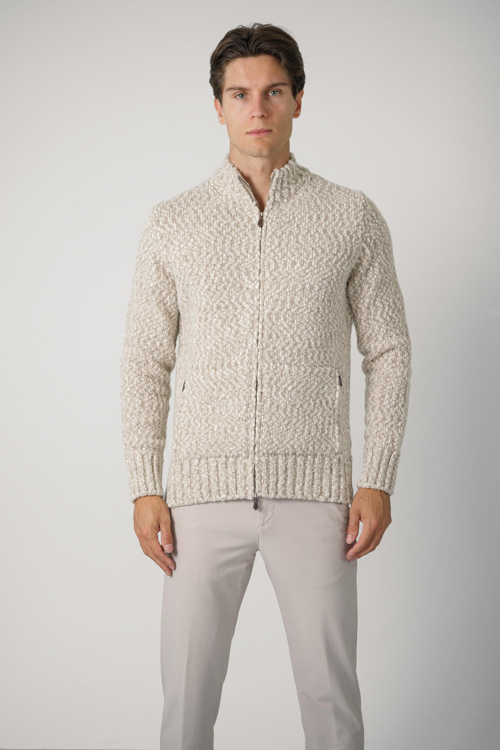 Full Zip Sweater MAG0N008 – Sabbia
