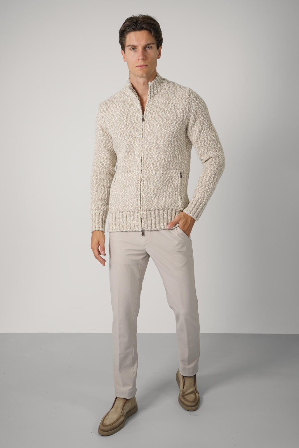 Full Zip Sweater MAG0N008 – Sabbia