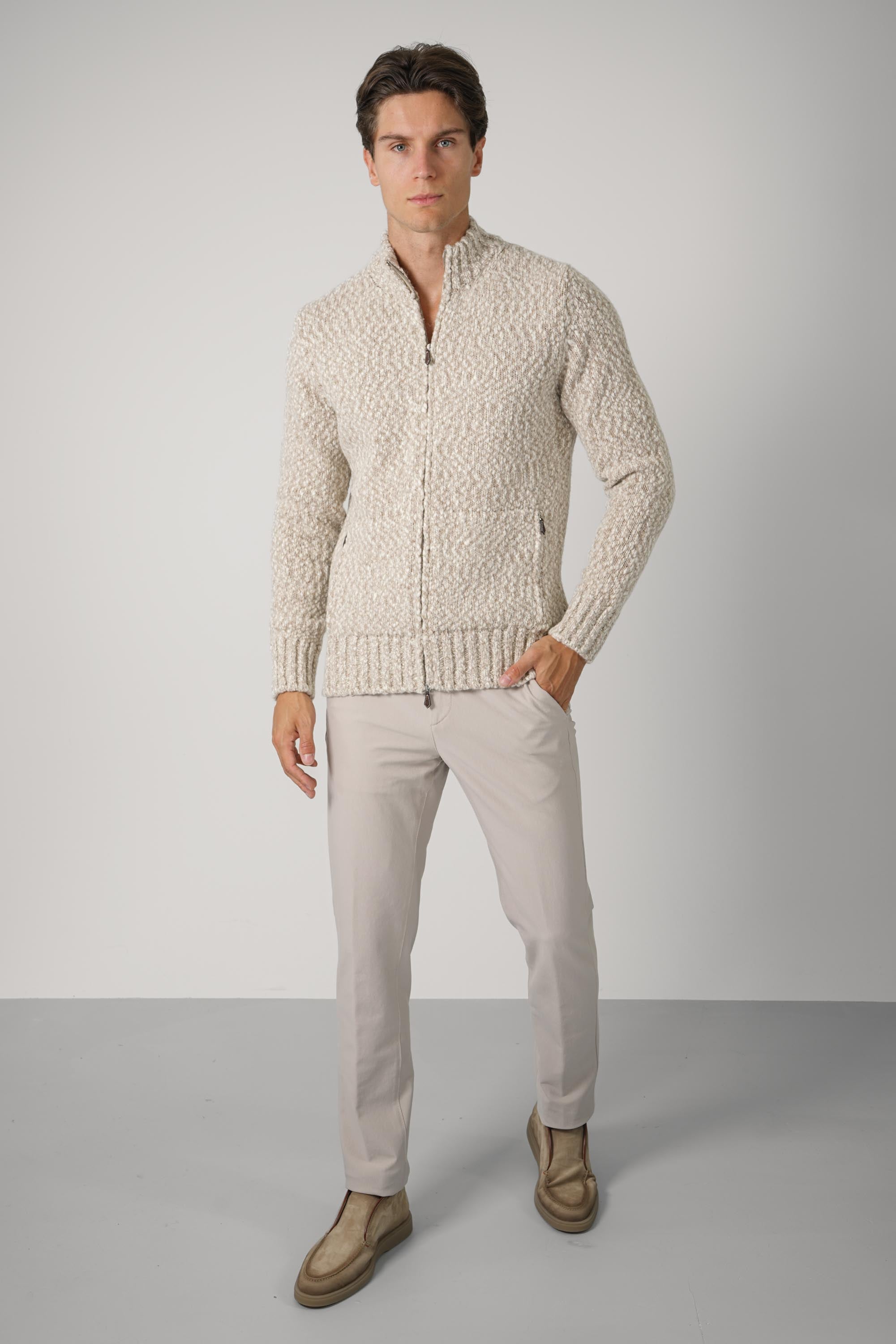 Full Zip Sweater MAG0N008 – Sabbia
