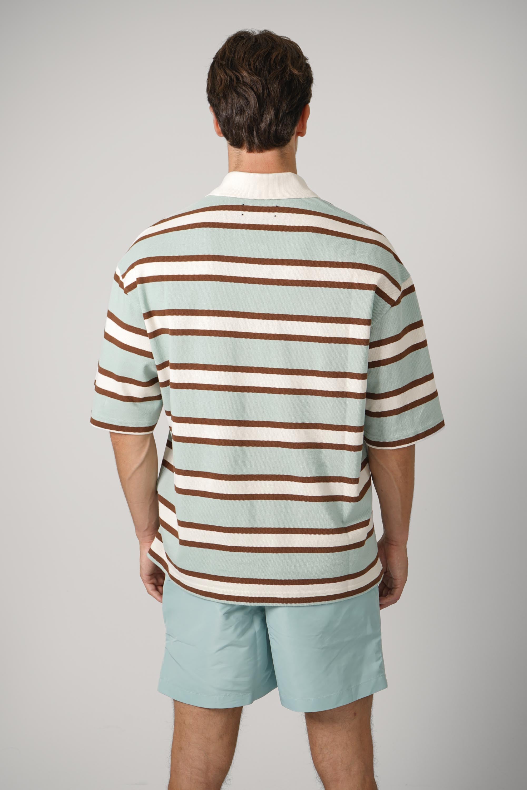 Ma Stripe Skate Ss Polo – Powder Teal