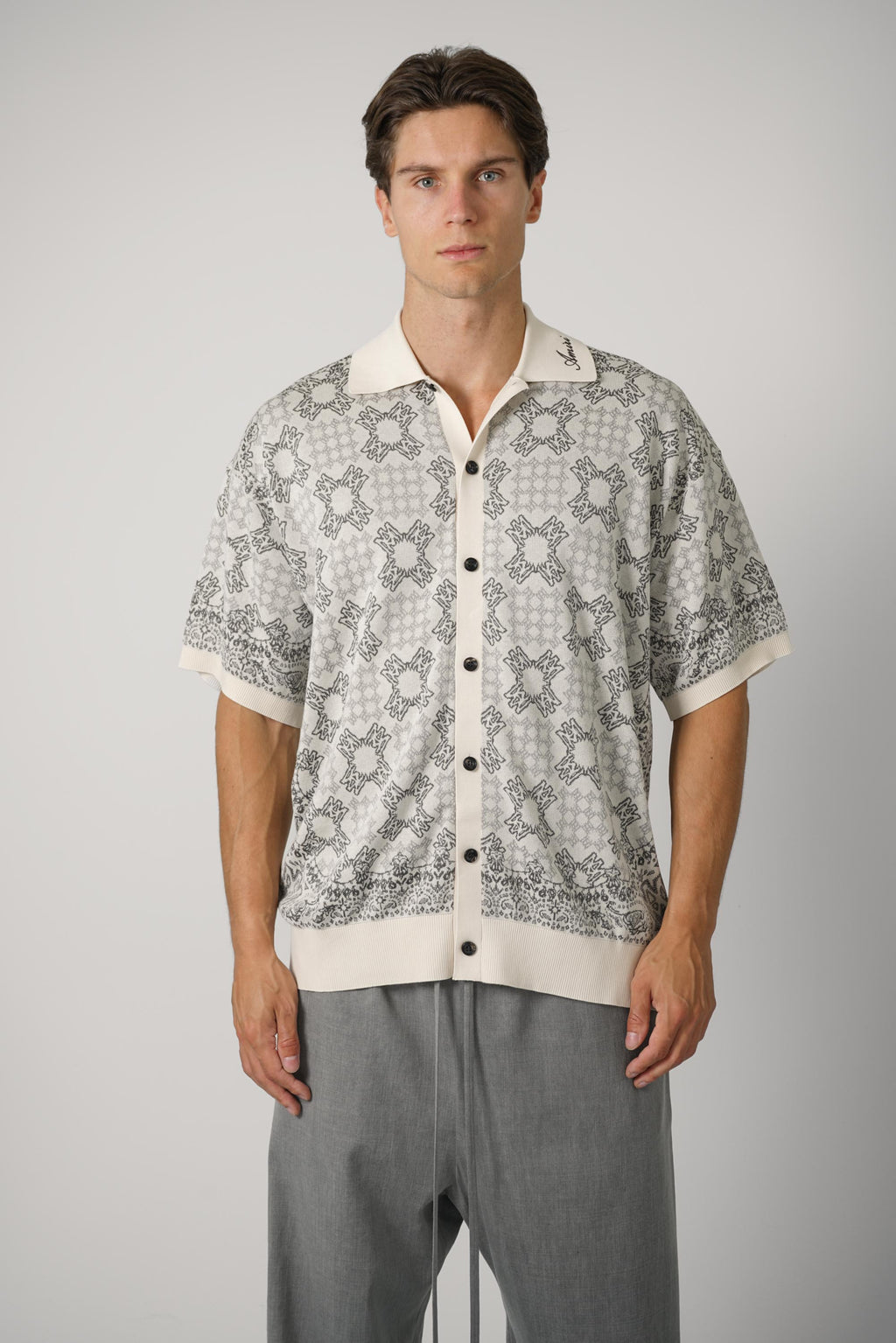 Ma Quad Check Mesh Knit Shirt – Alabaster