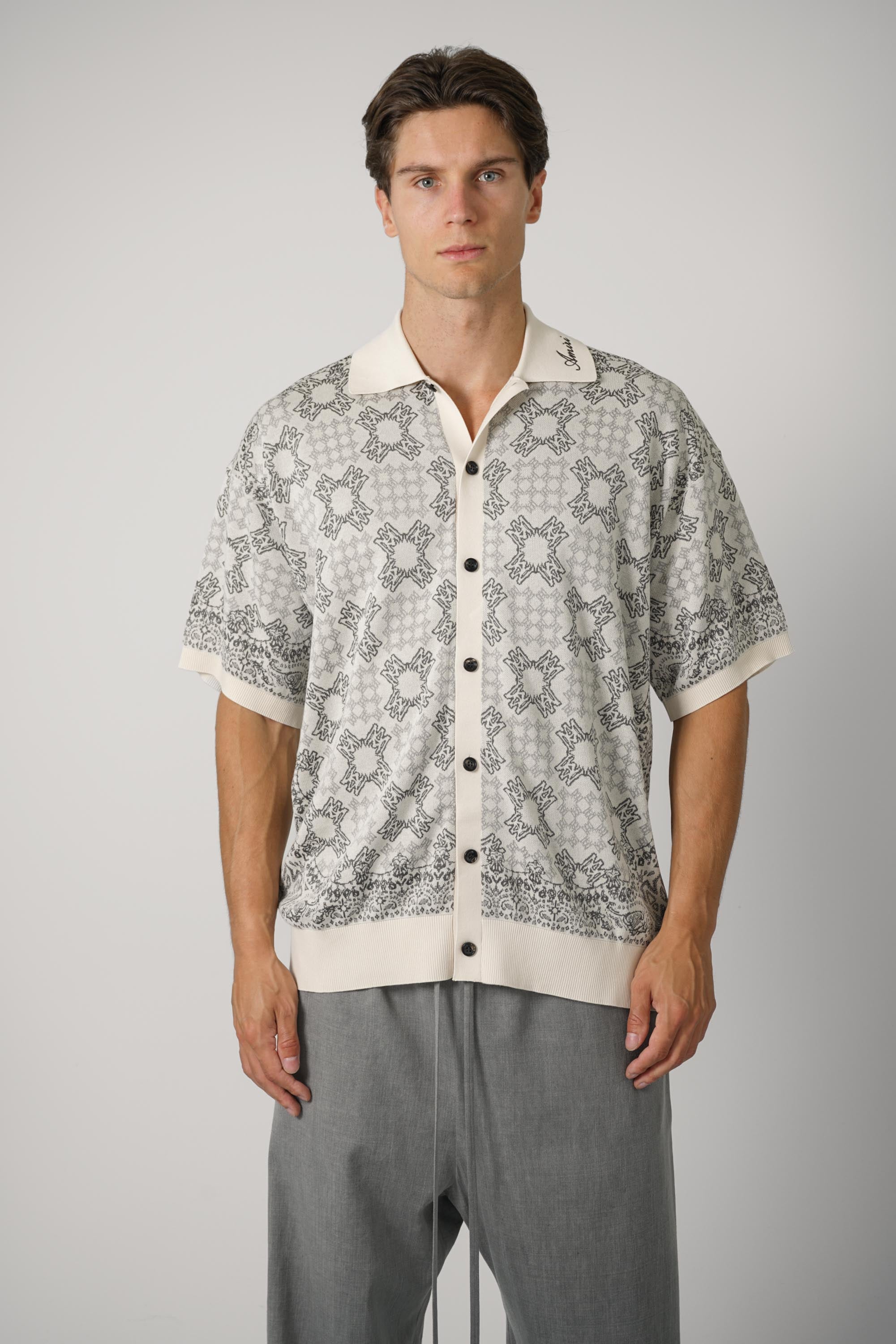 Ma Quad Check Mesh Knit Shirt – Alabaster