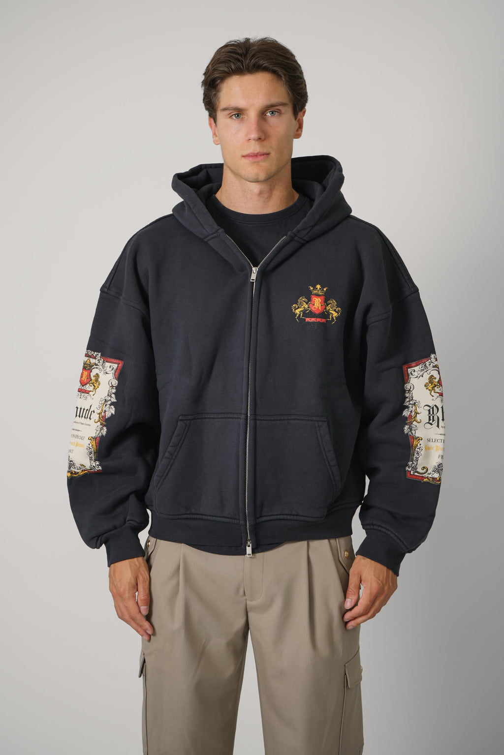 Bordeaux Reserve Zip-up Hoodie – Vintage Black / White / Red