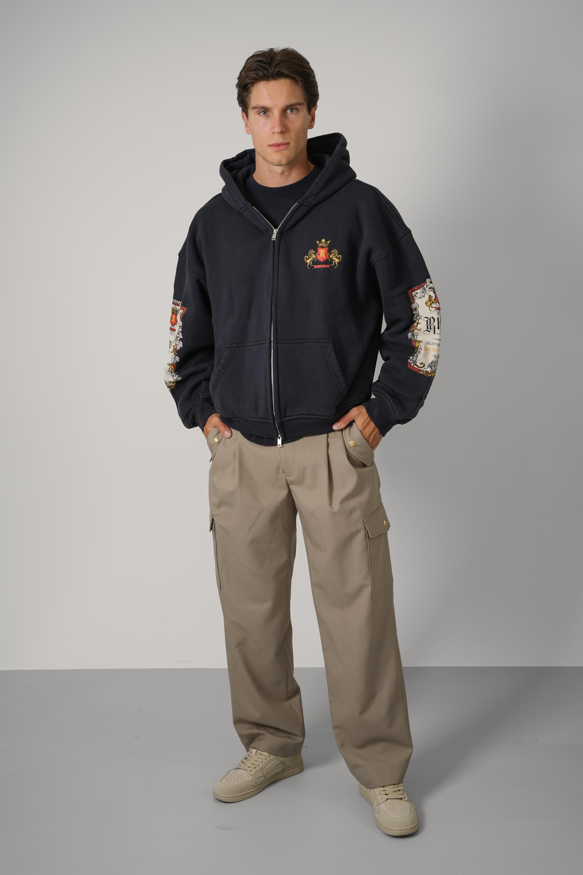 Bordeaux Reserve Zip-up Hoodie – Vintage Black / White / Red