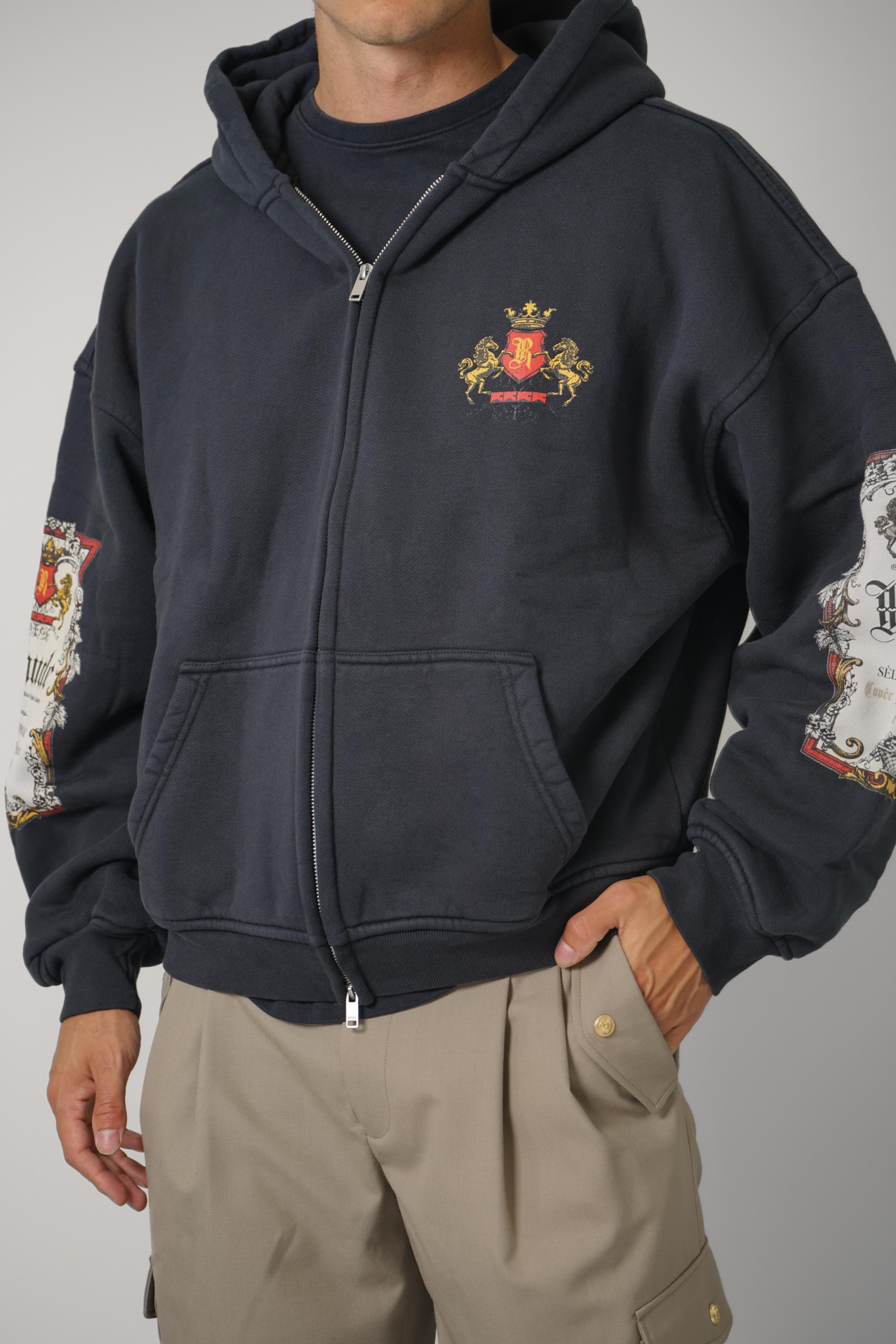 Bordeaux Reserve Zip-up Hoodie – Vintage Black / White / Red