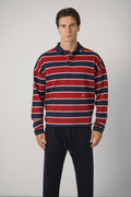 Fontaine Striped LS Polo Shirt – Bordeaux / Blue / White