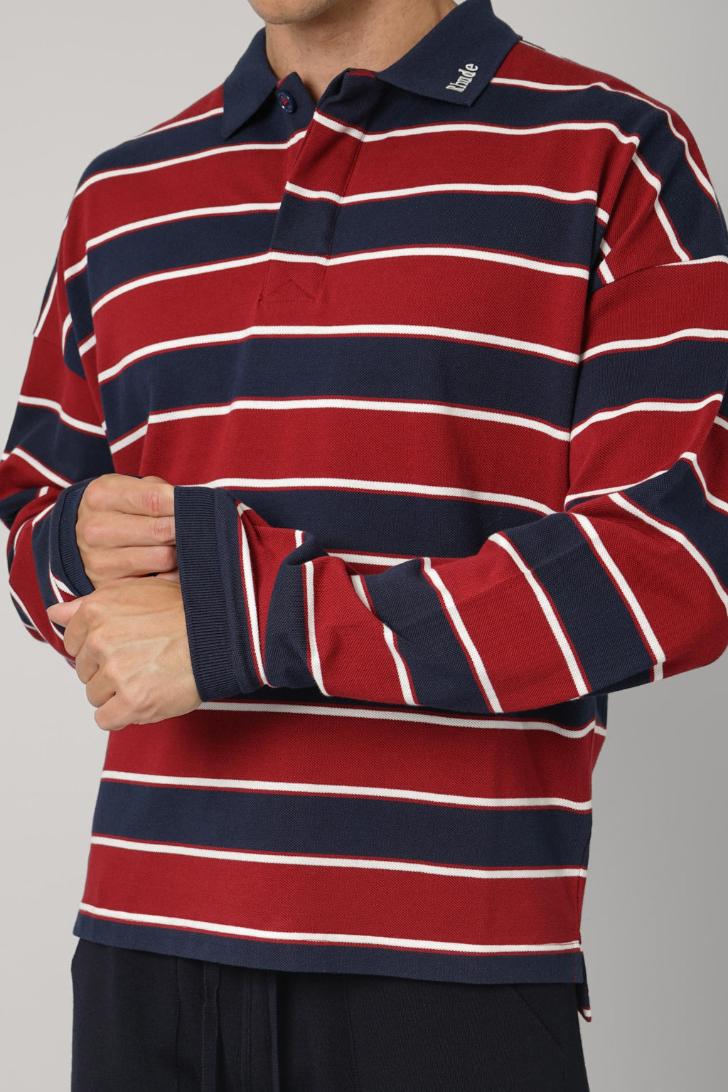 Fontaine Striped LS Polo Shirt – Bordeaux / Blue / White