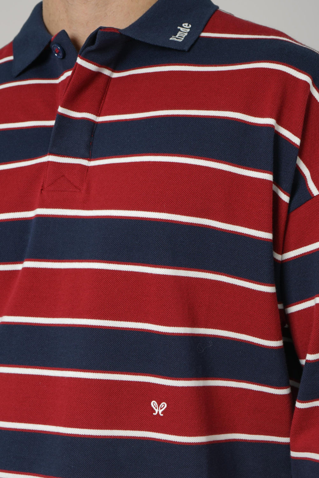 Fontaine Striped LS Polo Shirt – Bordeaux / Blue / White