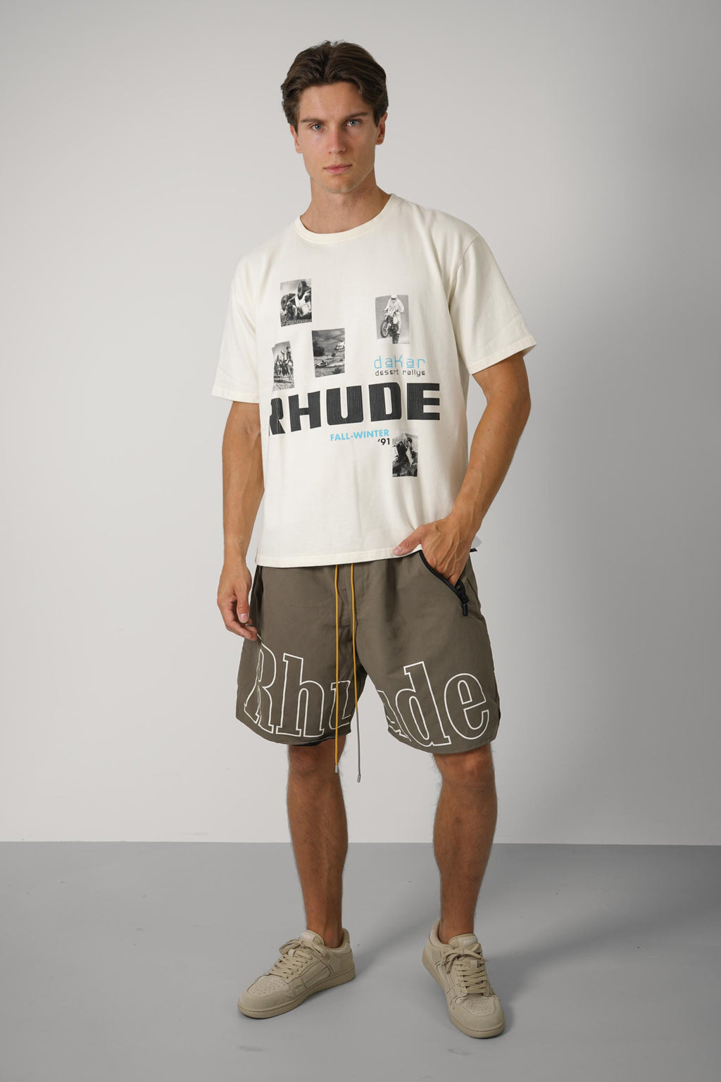 Winter 91 Rallye Tee – Vintage White / Black / Blue