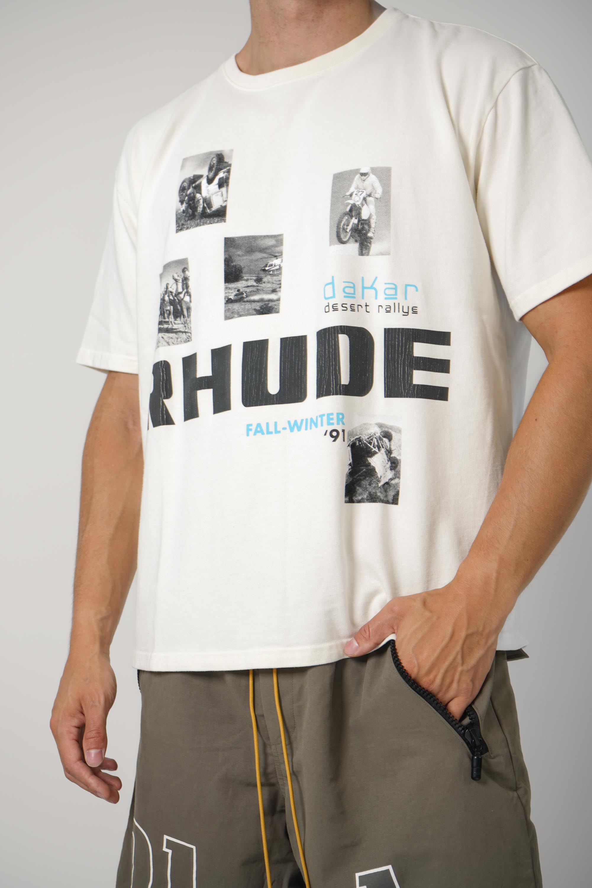 Winter 91 Rallye Tee – Vintage White / Black / Blue