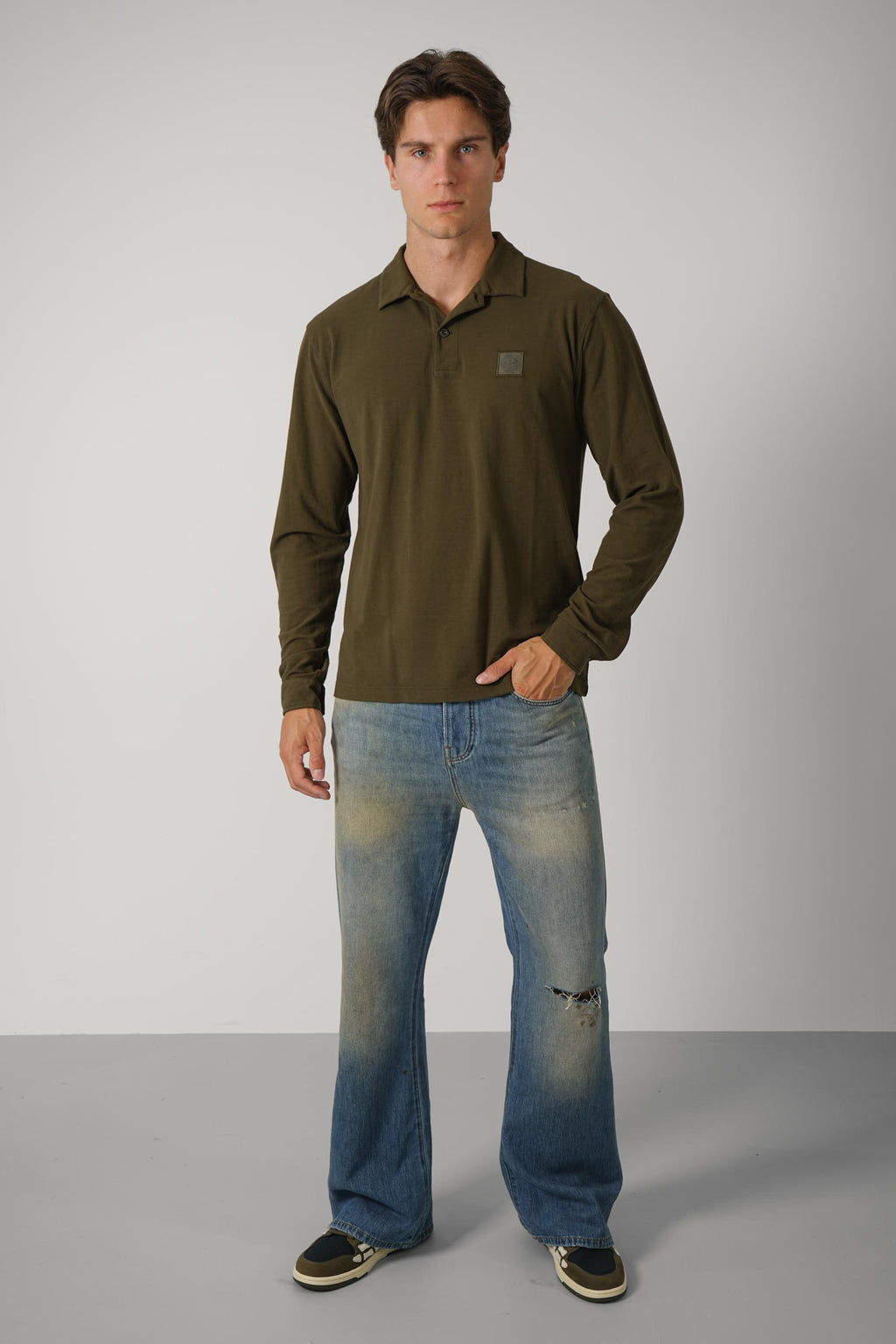 Longsleeve Polo – Military Green (2200005)