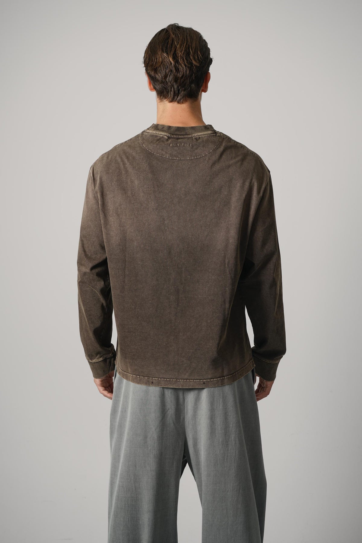 Brams Fruit Distressed Script Logo Longsleeve – Washed Brown