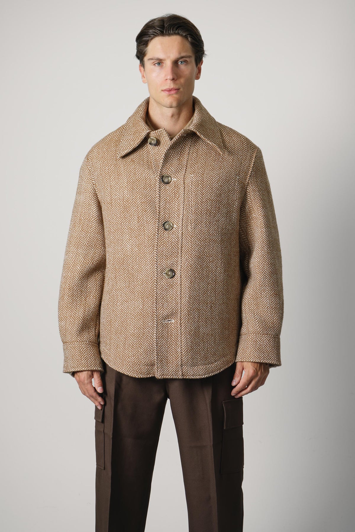 Ami Paris Buttoned Jacket – Chocolate Brown/Ivory