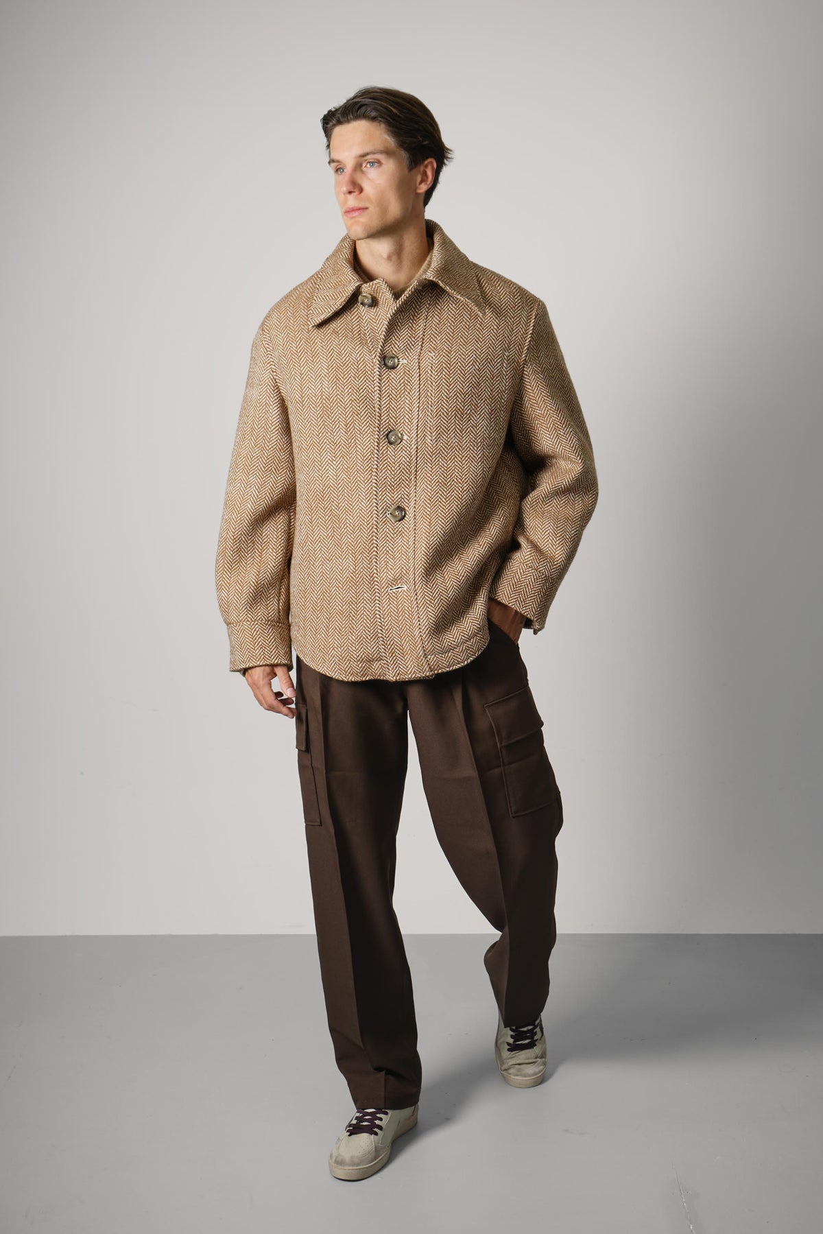 Ami Paris Buttoned Jacket – Chocolate Brown/Ivory