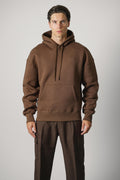 Ami Paris Hoodie with Tonal Embossed Big Ami de Coeur – Chocolate Brown