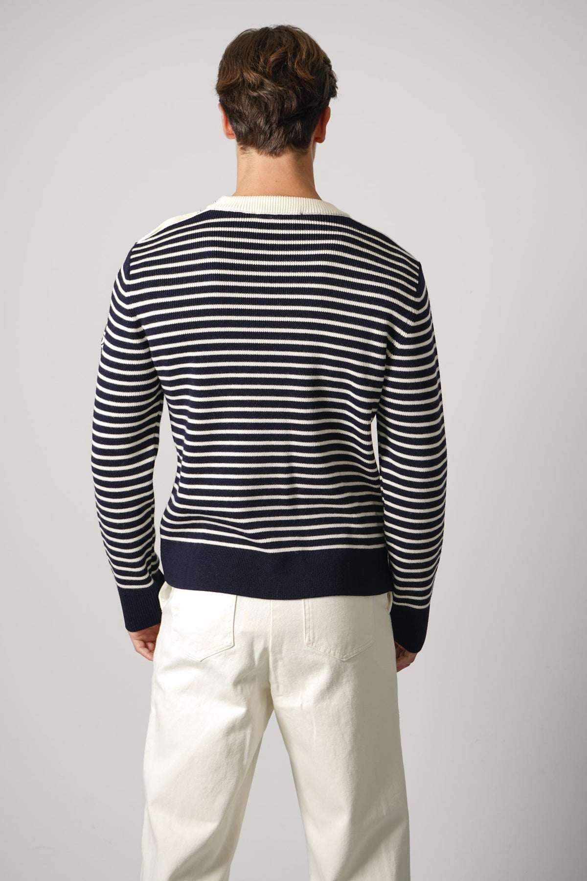 Ami Paris Striped Crewneck Sweater – Navy/Ivory