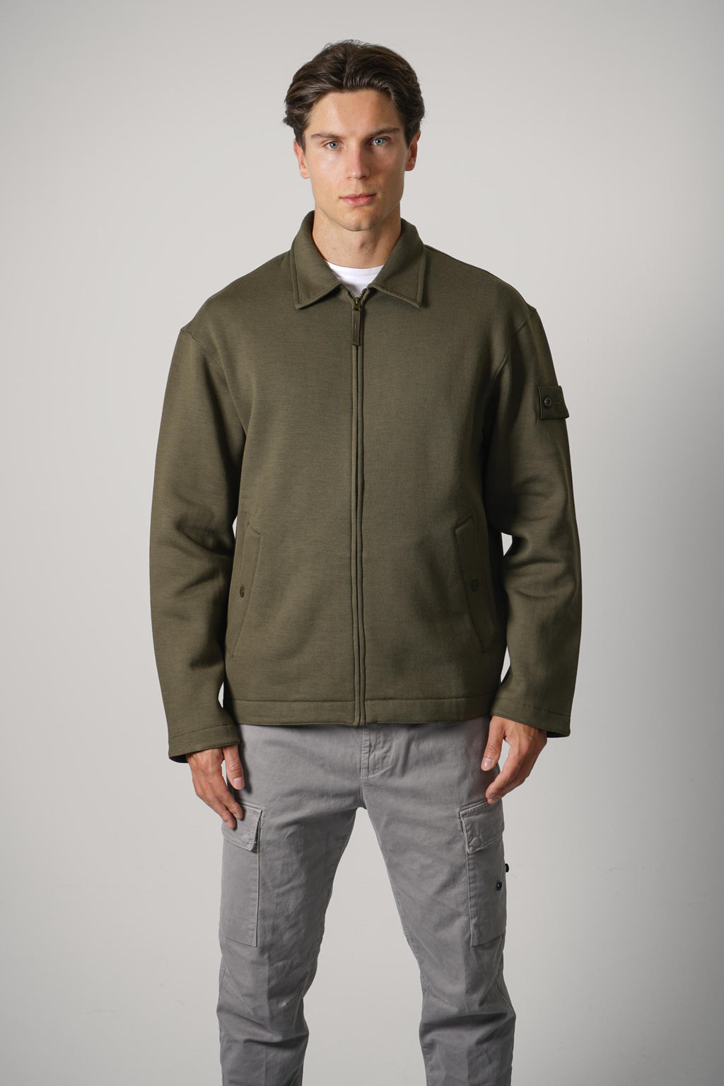 Stone Island Zip-Up Cardigan – Military Green (6100014)