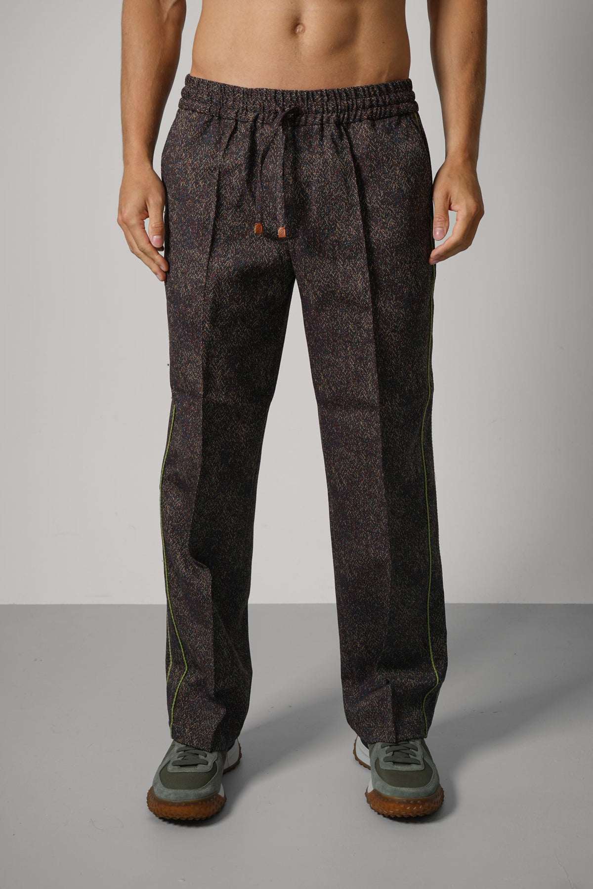 Drole De Monsieur Jacquard Elastic Waist Pants – Multicolor