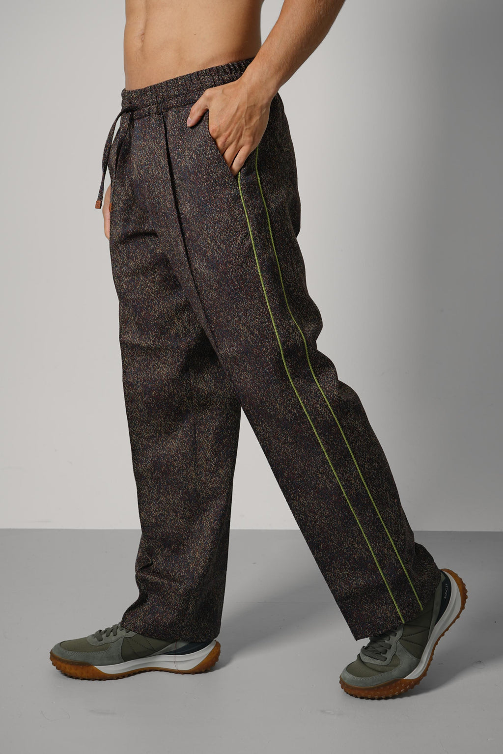 Drole De Monsieur Jacquard Elastic Waist Pants – Multicolor