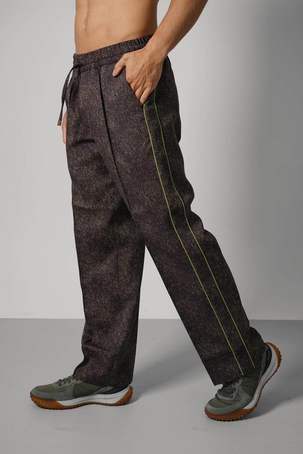 Drole De Monsieur Jacquard Elastic Waist Pants – Multicolor