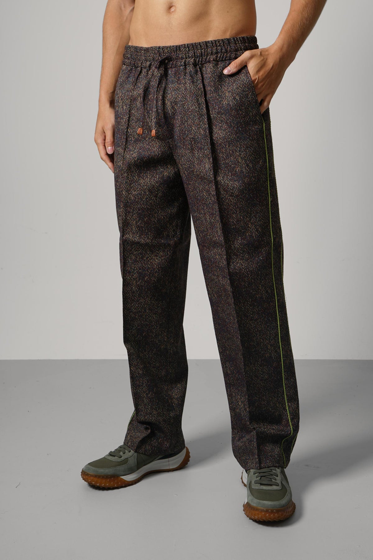 Drole De Monsieur Jacquard Elastic Waist Pants – Multicolor