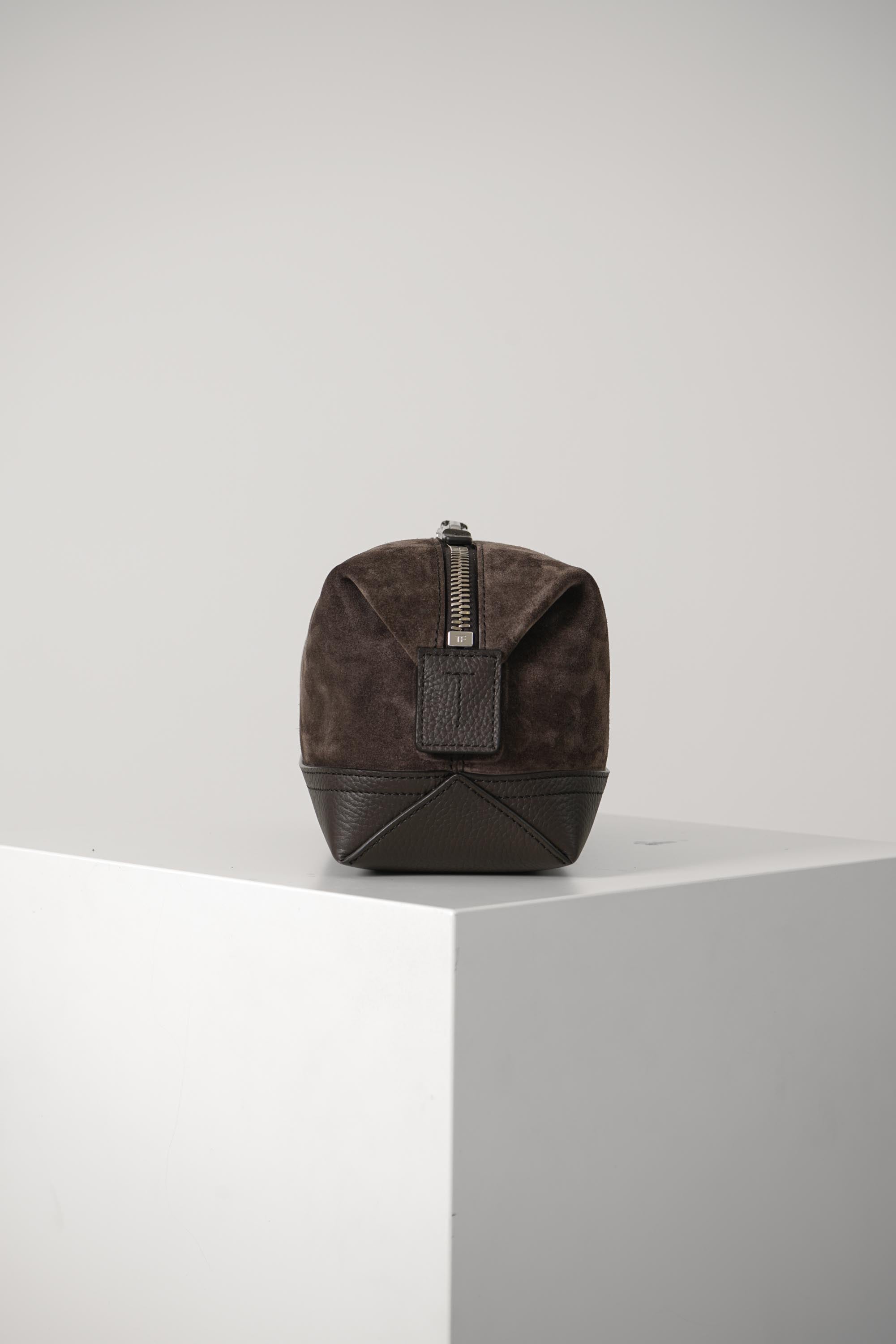 Suede + Grain Leather Chic Sport Vanity Case – Brown