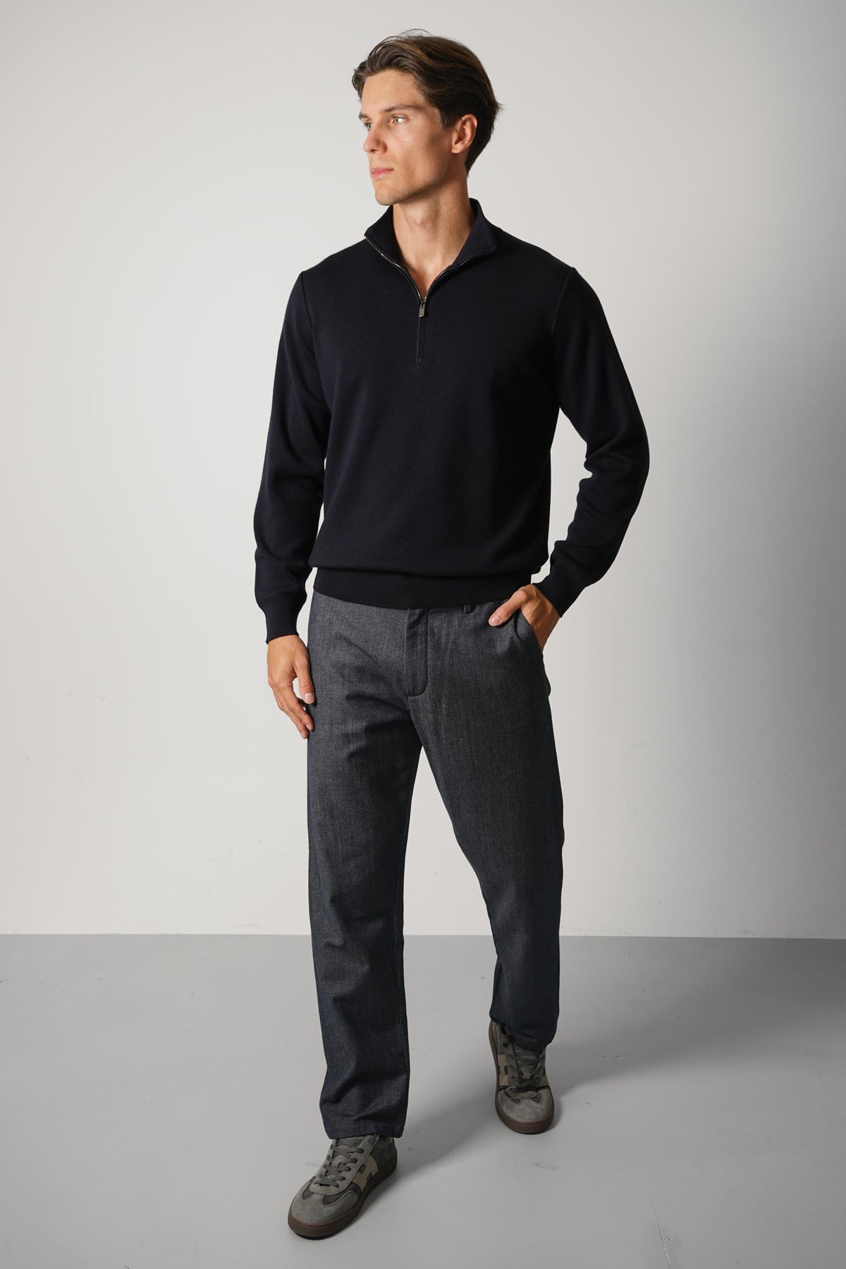 Filippo De Laurentiis Mezza Zip ML RM16F – Navy