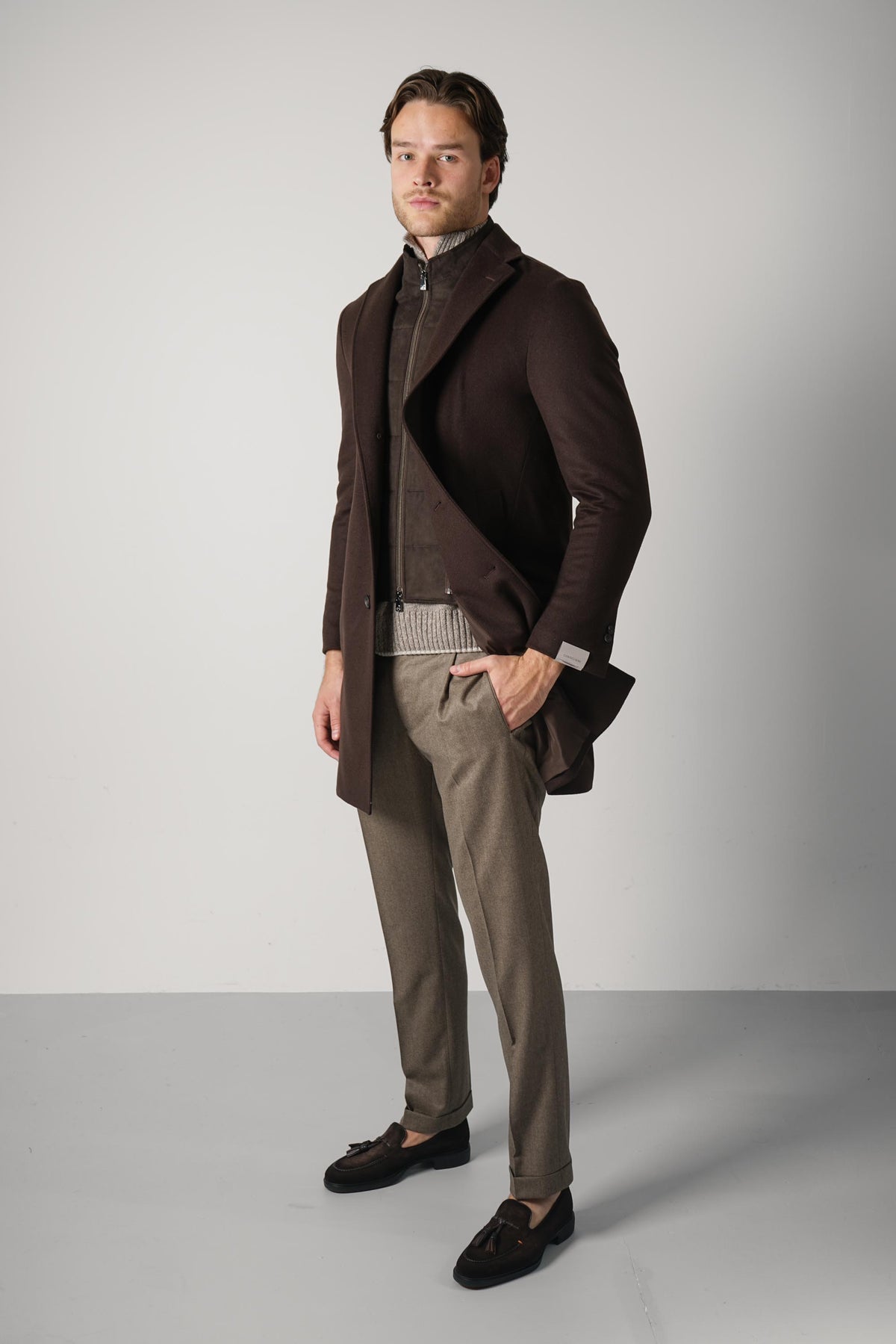Corneliani Chocolate Brown Tailored Coat