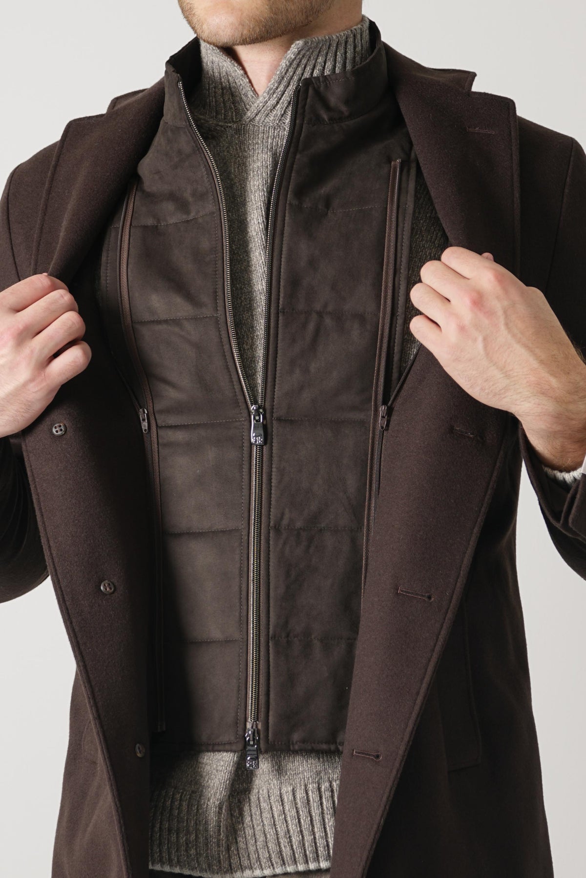 Corneliani Chocolate Brown Tailored Coat
