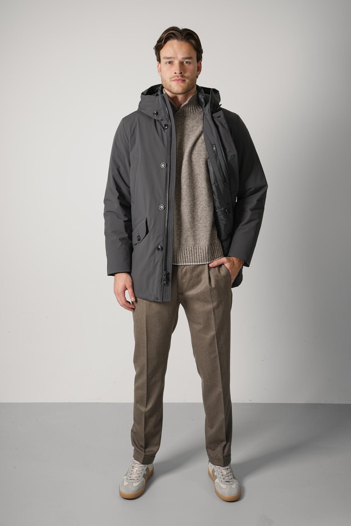 Woolrich Stretch Parka – Charcoal Grey