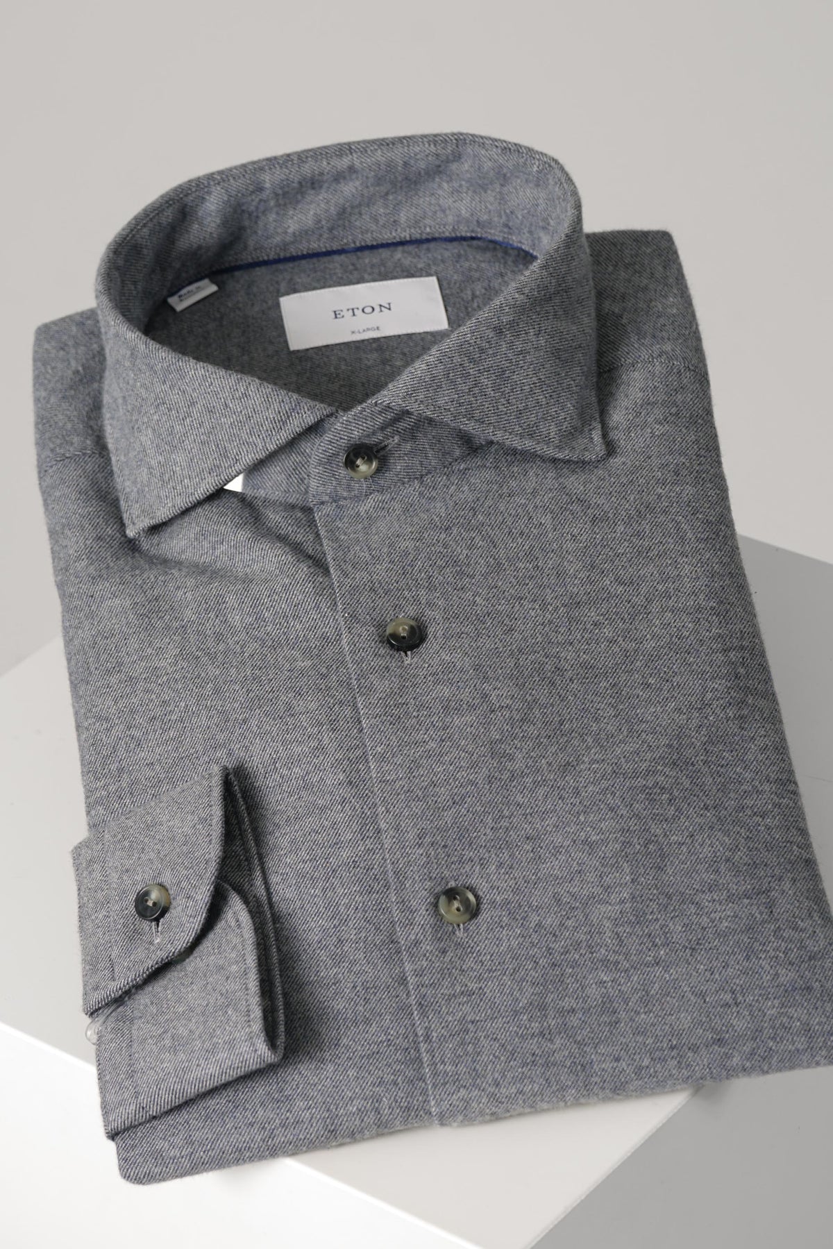 Eton Solid Flannel Shirt Casual Fit – Grey