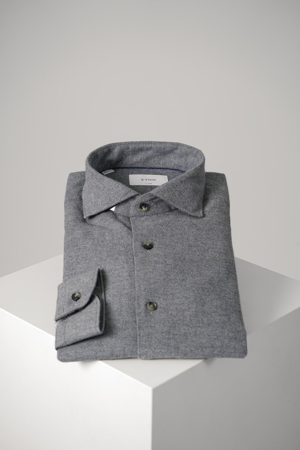 Eton Solid Flannel Shirt Casual Fit – Grey