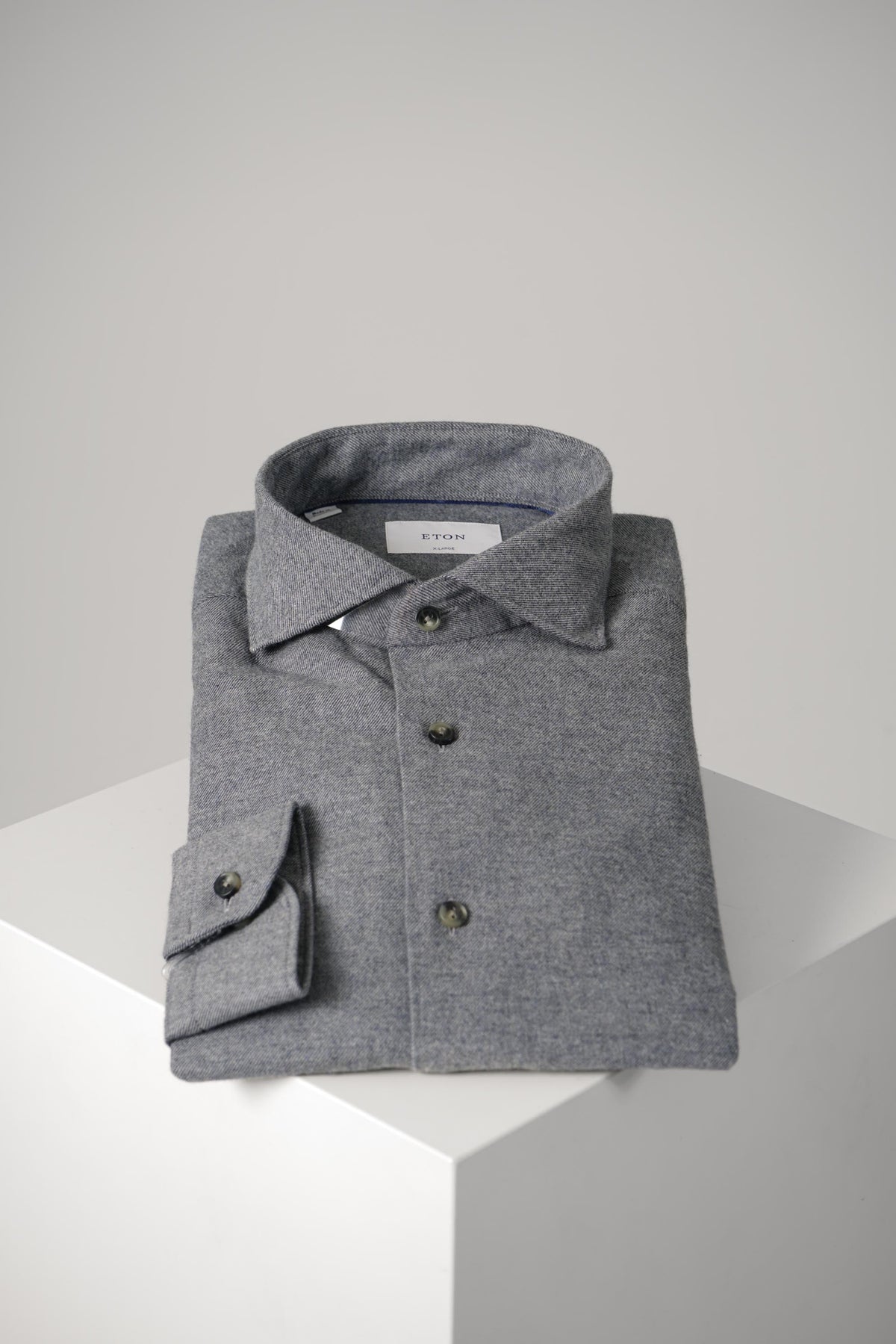 Eton Solid Flannel Shirt Casual Fit – Grey