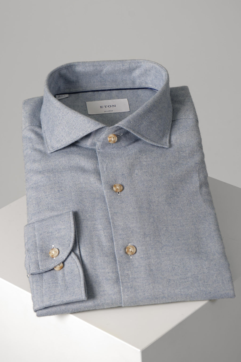 Eton Solid Flannel Shirt Casual Fit – Light Blue