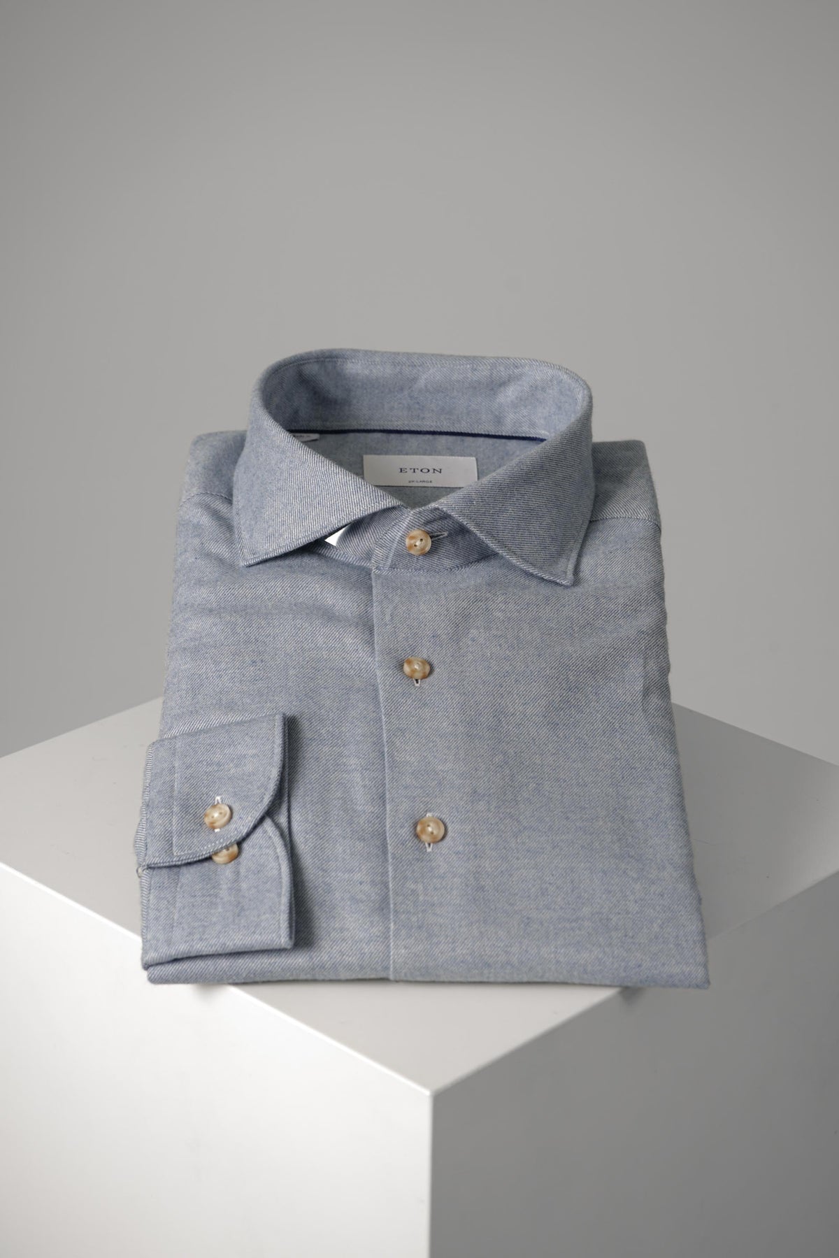 Eton Solid Flannel Shirt Casual Fit – Light Blue