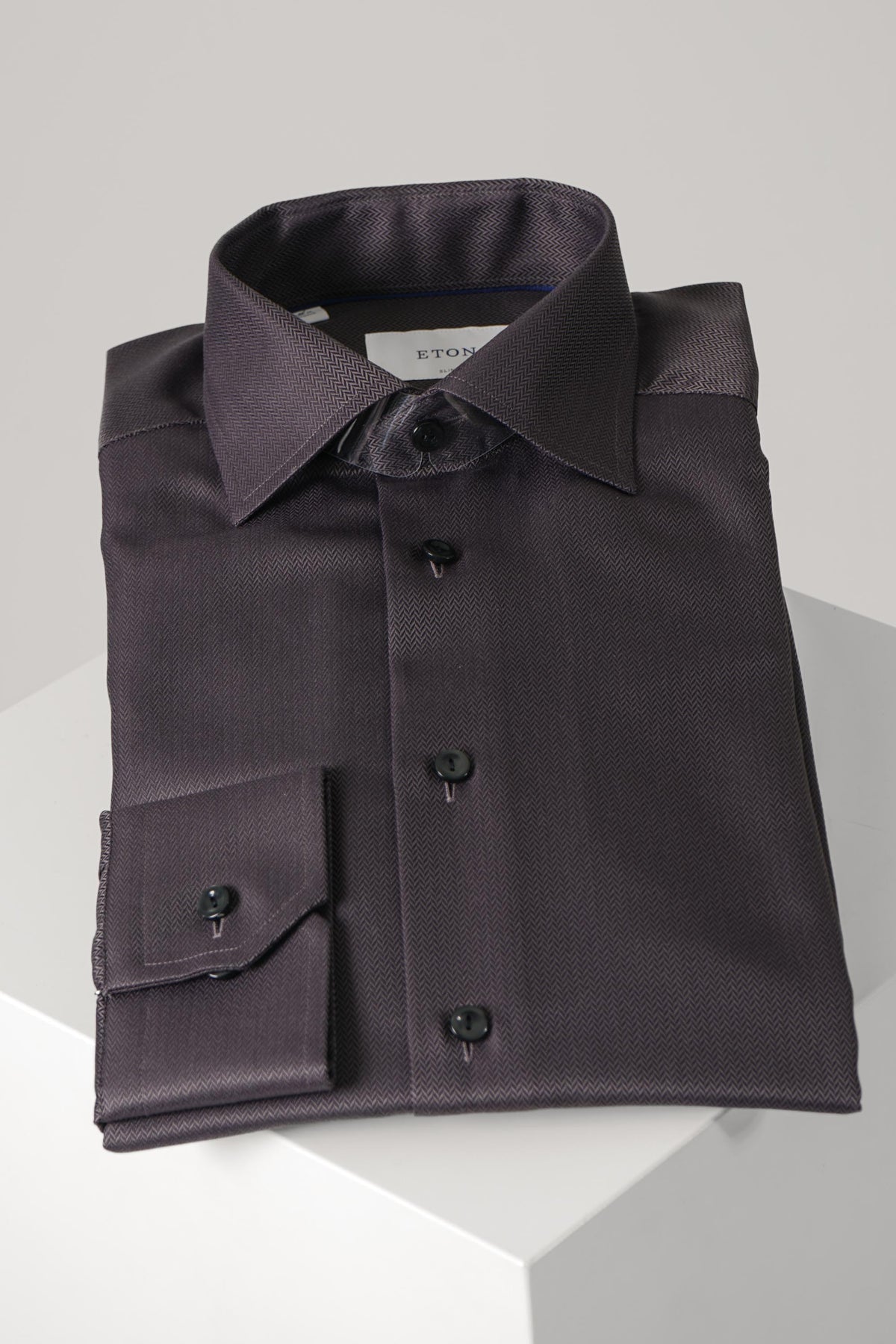 Eton Herringbone Signature Twill Shirt Slim – Black