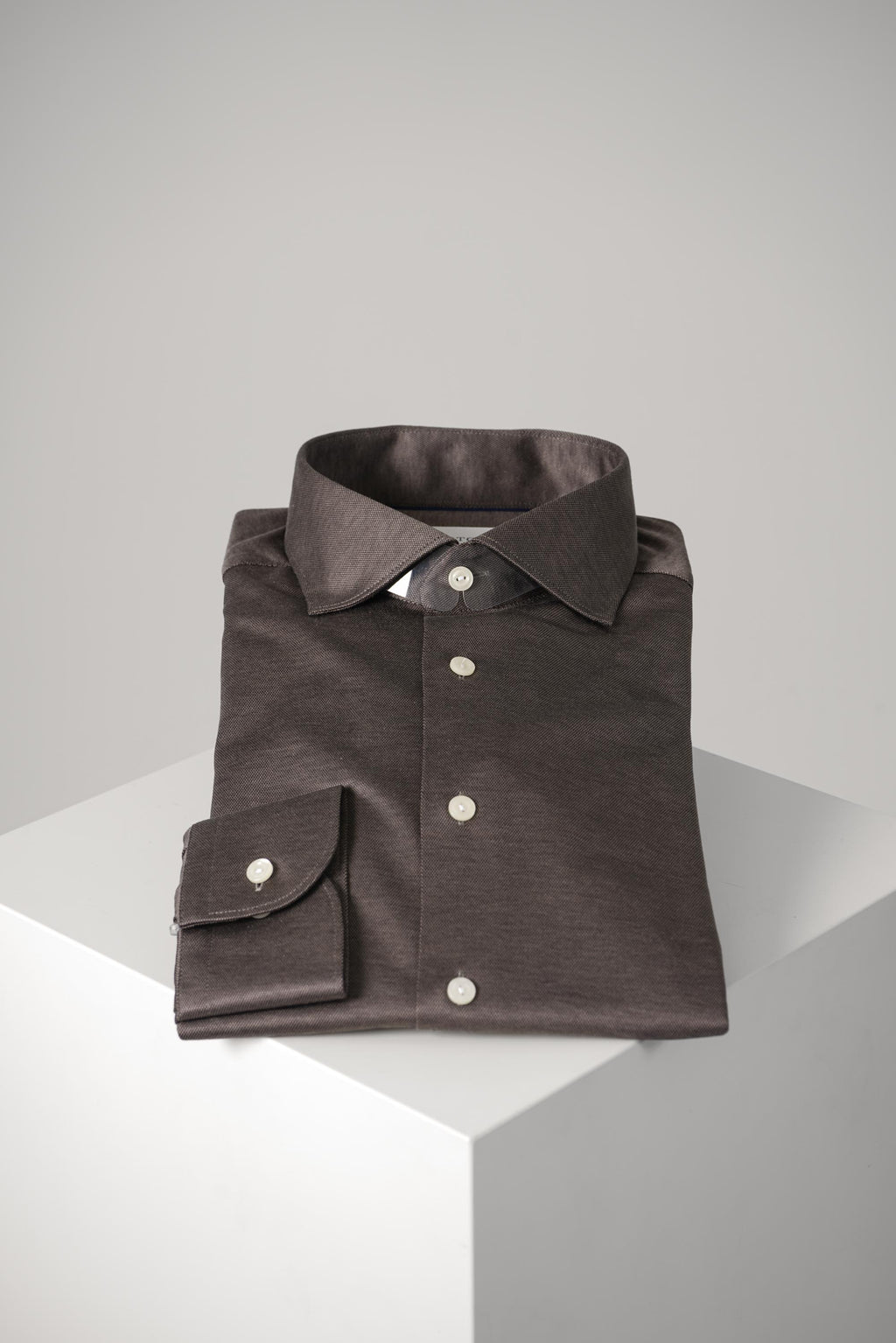 Eton Filo Di Scozia Knit Shirt Slim – Dark Brown