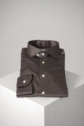 Eton Filo Di Scozia Knit Shirt Slim – Dark Brown