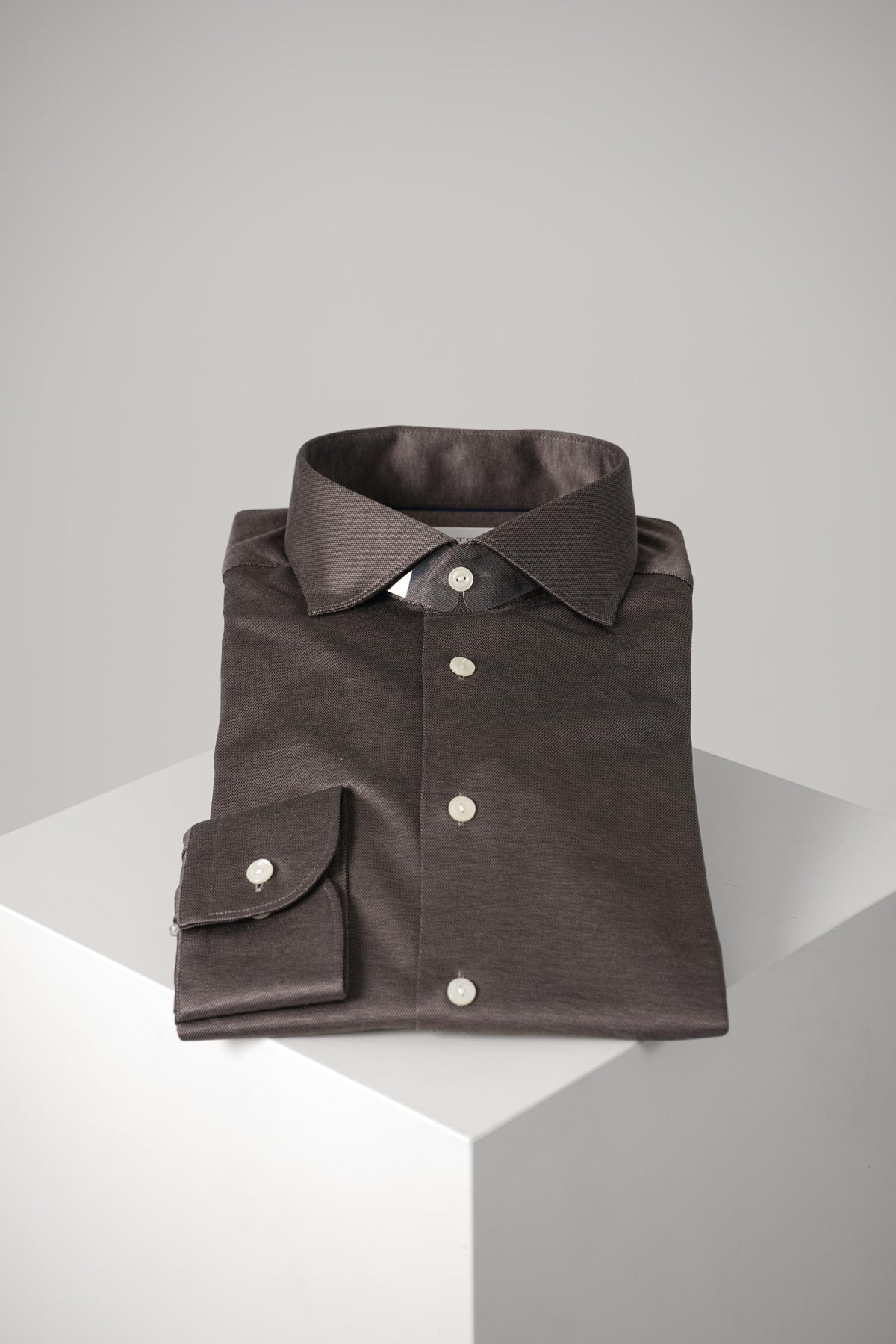 Eton Filo Di Scozia Knit Shirt Slim – Dark Brown