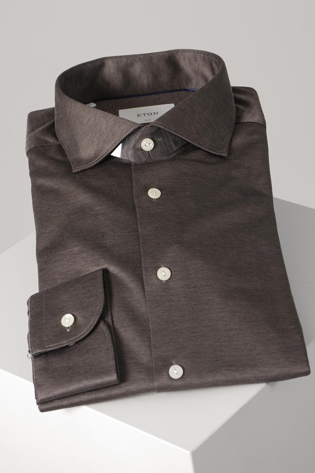 Eton Filo Di Scozia Knit Shirt Slim – Dark Brown