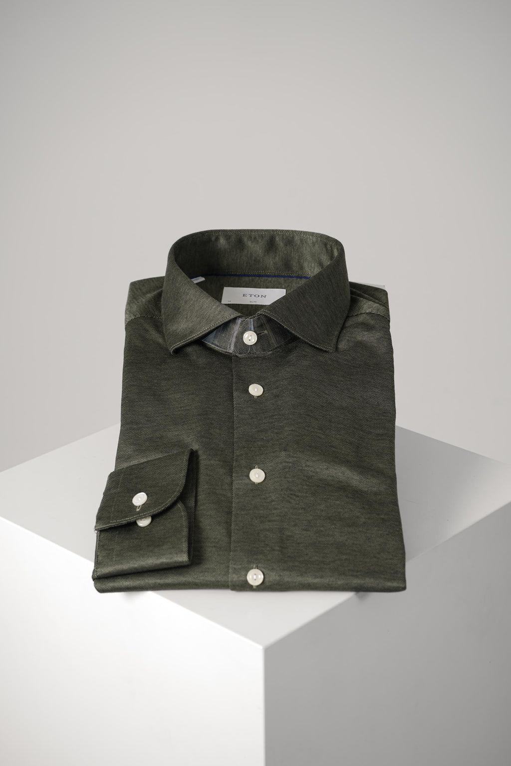 Eton Filo Di Scozia Knit Shirt Slim – Dark Green