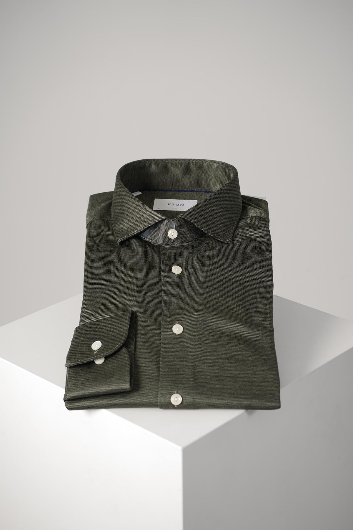 Eton Filo Di Scozia Knit Shirt Slim – Dark Green
