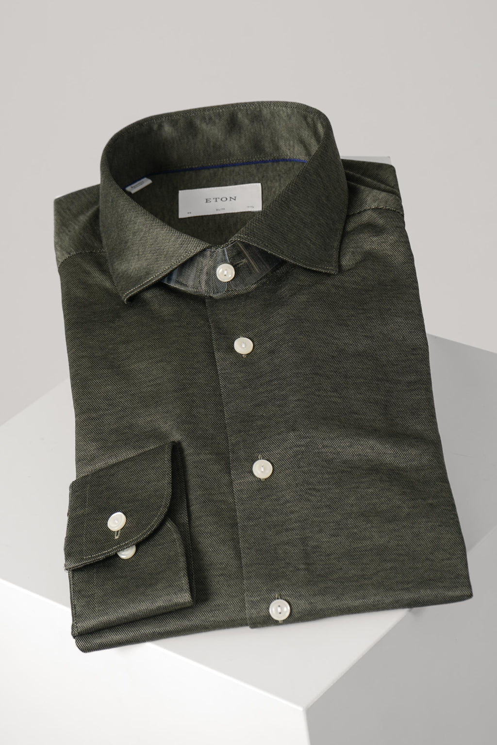 Eton Filo Di Scozia Knit Shirt Slim – Dark Green