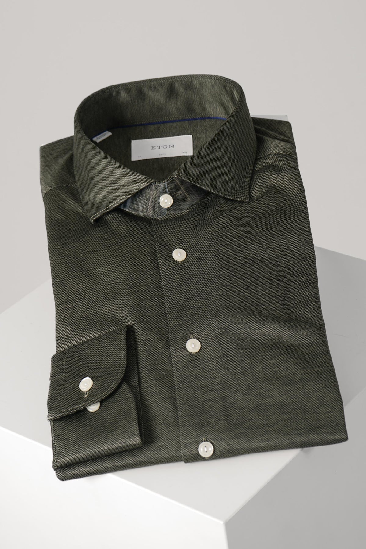 Eton Filo Di Scozia Knit Shirt Slim – Dark Green